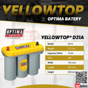 แบตเตอรี่ OPTIMA YELLOW TOP 12V75AH D31A