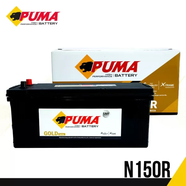 puma-battery-n150 แบตเตอรี่ PUMA N150 12V 150Ah: แบตแห้ง SMF ขั้วขวา CCA 950A สำหรับงานหนัก