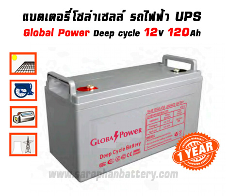 แบตเตอรี่โซล่าเซลล์ 120แอมป์ Global Power GTAD12-120 12V 120AH