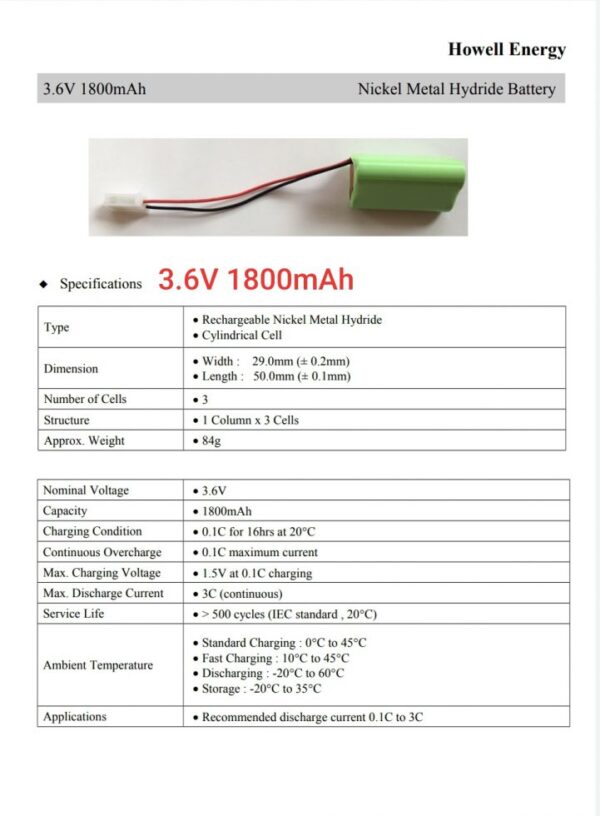 แบตเตอรี่ups แบตเตอรี่เครื่องสำรองไฟ 3.6V1800mah