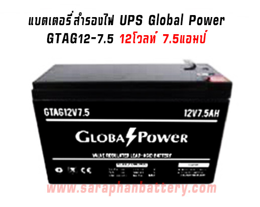 แบตเตอรี่UPS เครื่องสำรองไฟ Global Power 12V 7.5Ah