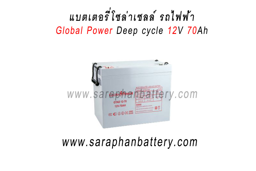 แบตเตอรี่โซล่าเซลล์ 70แอมป์ GLOBAL POWER GTAD12 70 12V 70AH แบตเตอรี่โซล่าเซลล์ 70แอมป์ GLOBAL POWER GTAD12-70 12V 70AH