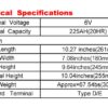 สเปคแบตเตอรี่แห้ง ดีฟไซเคิล Bellco 6V 225Ah สำหรับรถกอล์ฟ โซล่าเซลล์ รถไฟฟ้า