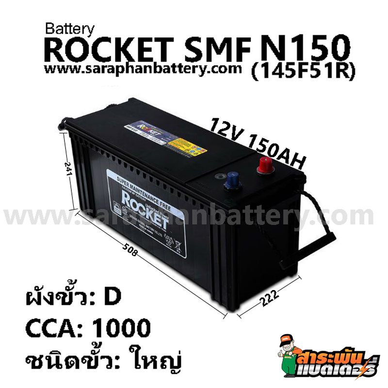 แบตเตอรี่ ROCKET SMF N150 (150แอมป์) ROCKET SMF N150 (150แอมป์)