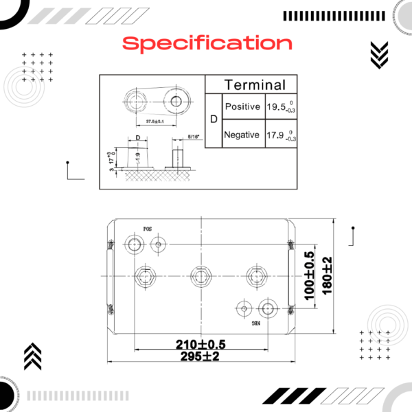 แบตเตอรี่MAX1 MXD6-360 dimension