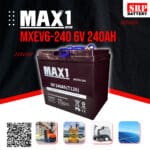 แบตเตอรี่ MAX1 MXEV6-240 (T125) 6V 240AH (Deep Cycle Premium Battery) MAX1 MXEV6-240 (T125) 6V 240AH (Deep Cycle Premium Battery)