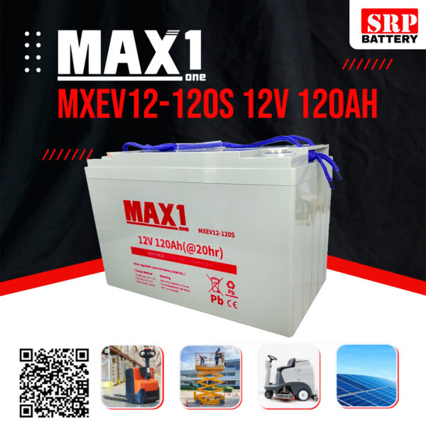 แบตเตอรี่ MAX1 MXEV12-120S (12V 120AH) Deep Cycle Premium Battery แบตเตอรี่ MAX1 MXEV12-120S (12V 120AH) Deep Cycle Premium Battery