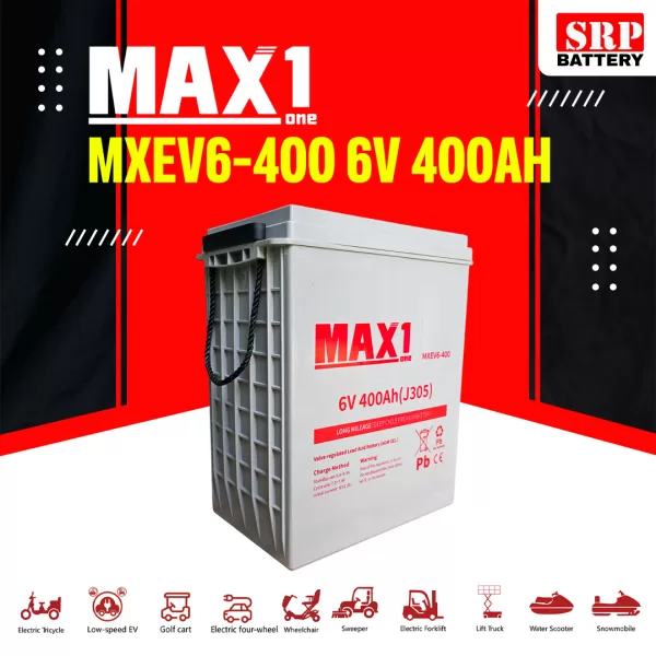 MAX1 MXEV6-400 (J305) 6V 400Ah Deep Cycle Premium Battery MAX1 MXEV6-400 (J305) 6V 400Ah Deep Cycle Premium Battery
