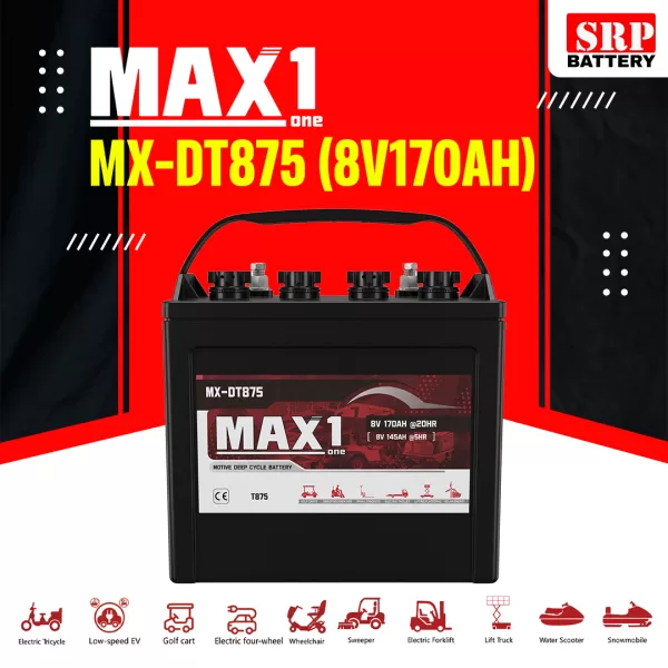 แบตเตอรี่ MAX1 MX-DT875 (8V170Ah) ชนิดน้ำ