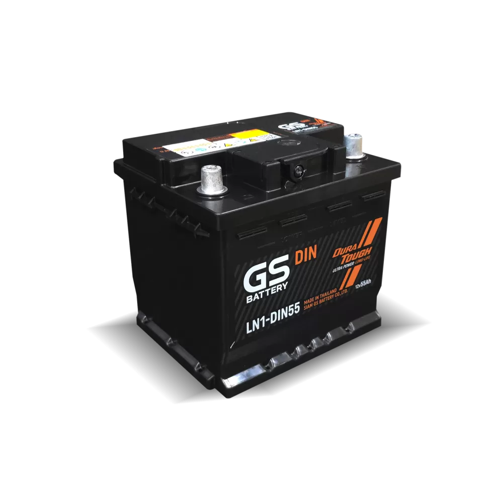 แบตเตอรี่รถยนต์ GS LN1-DIN55 12V 55Ah DIN55 LN1 ขั้วจม DURA TOUGH